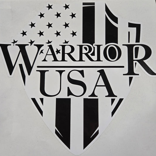 10" x 10" Warrior USA Sticker (Black White Backing)