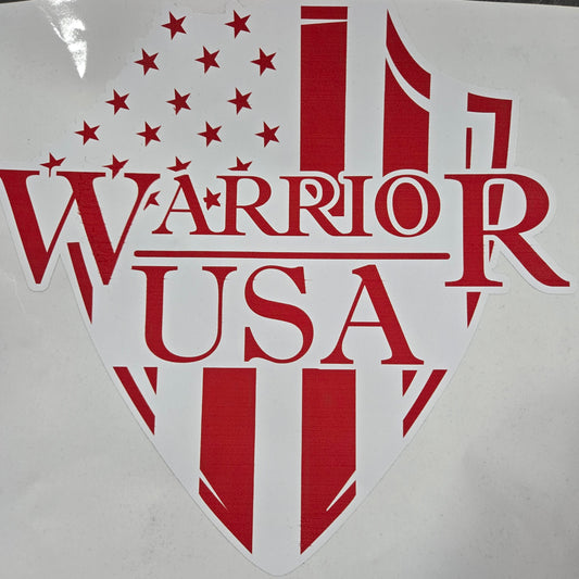 10" x 10" Warrior USA Sticker (Red White Backing)
