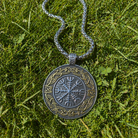 Norse/Viking symbolism Necklace- Vegvisir or Viking Compass-Silver